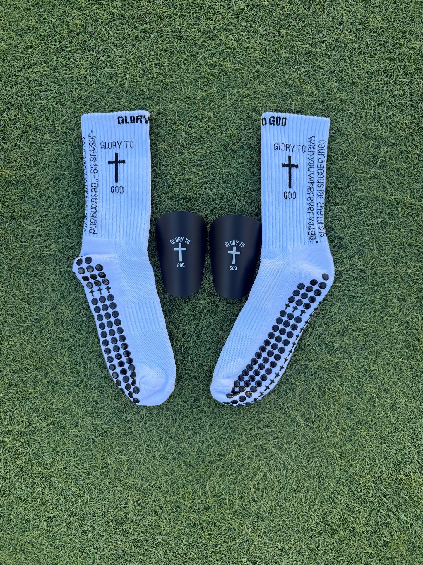 ❌SOLD OUT❌ Glory To God Grip Socks 2.0 + Mini Shin Pads Bundle (ONLY $5 Extra)