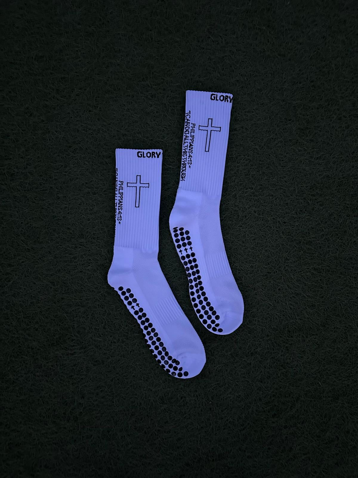 ❌SOLD OUT❌ Glory To God Grip Socks White OG’S