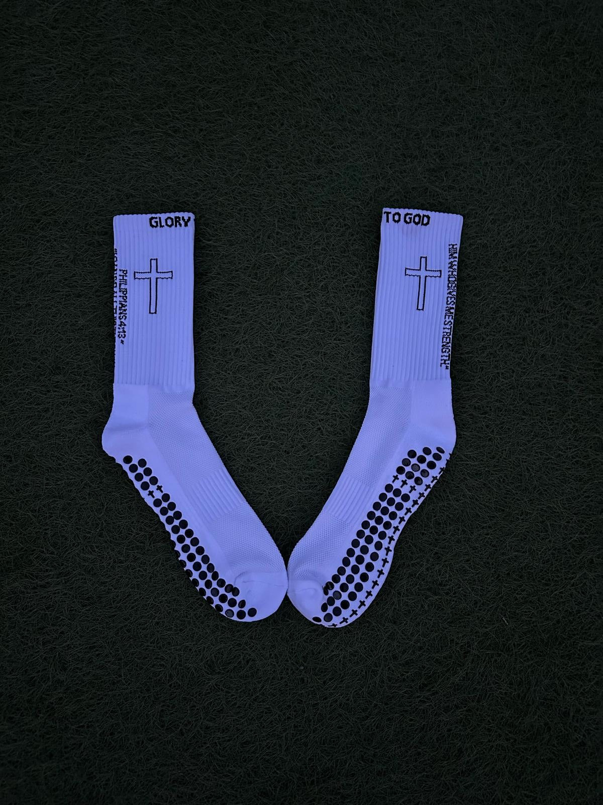 ❌SOLD OUT❌ Glory To God Grip Socks White OG’S